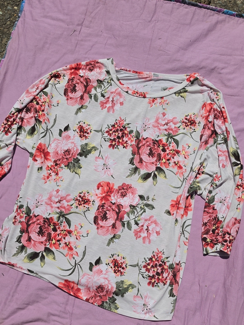 Kohl's Pink Floral Long Sleeve Scoop-Neck Tee